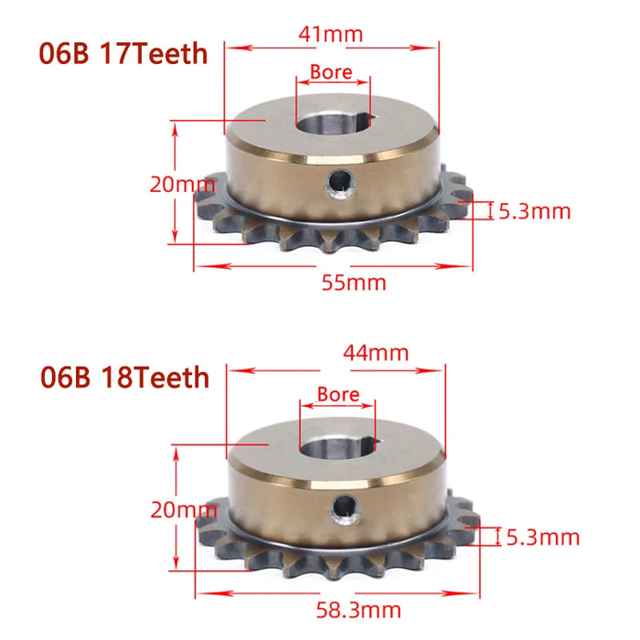 1 rueda dentada de accionamiento Industrial de precisión 17T-20T 06B 17 18 19 20 