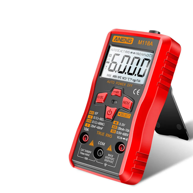M118A Digital Mini Multimeter – 6000 Counts True RMS Auto Range, AC/DC 0.5–600V, NCV, Diode, Capacitance, Backlight & Flashlight
