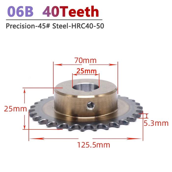 1pc 40 Teeth 06B Precision Industrial Drive Sprocket Wheel 45# Steel