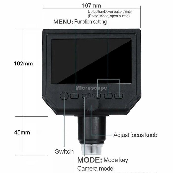 4.3 Inches 600X 3.6MP Digital Microscope