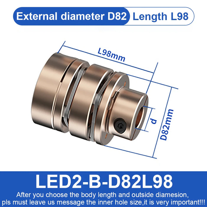 Flange Coupling  LED D82L68/98 Flexible Motor Shaft Coupler Aluminium