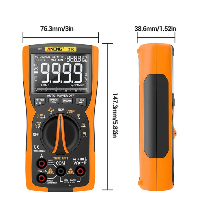 Q10 Digital Multimeter 9999 Counts True RMS Analog Tester