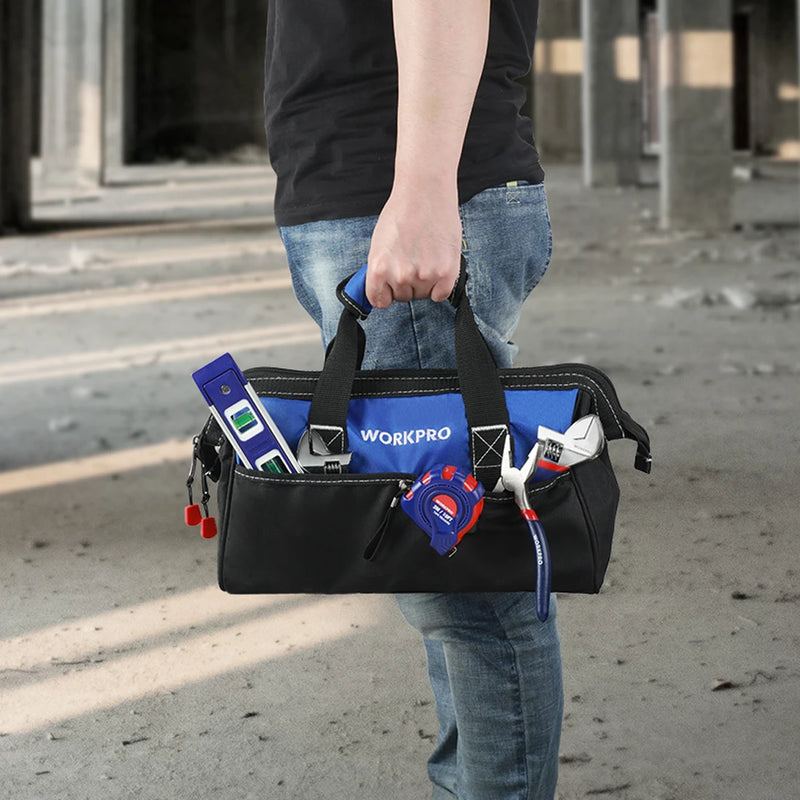 WORKPRO Organizador de bolsa de herramientas de 13 pulgadas con boca ancha impermeable