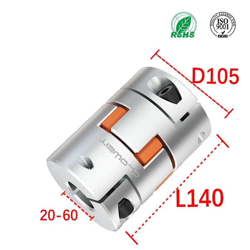 LF-B D105L140 Aluminum Shaft Coupler – Jaw Plum Spider Clamping Type for CNC