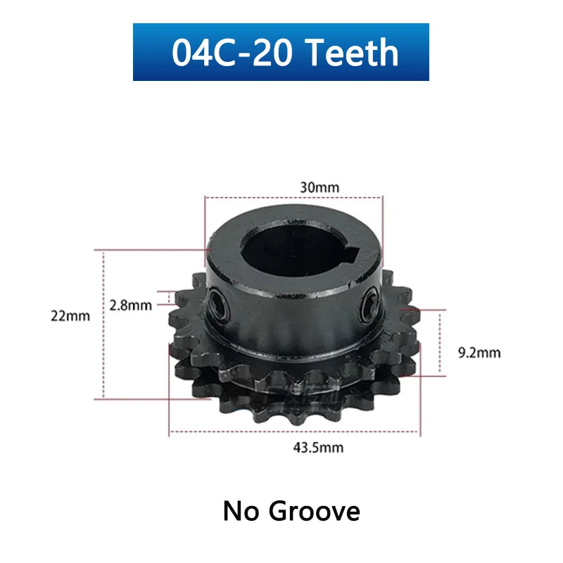 1 piñón de doble fila de 20 dientes 04C 25H para cadena de rodillos 20T 45# 