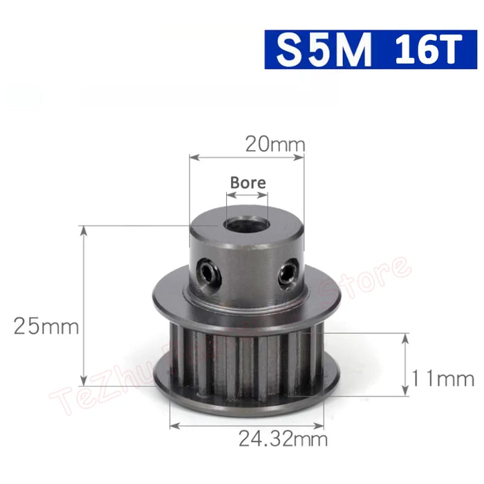 14-17 Teeth S5M Timing Pulley - Hard Anodized Aluminium Synchronous Wheel