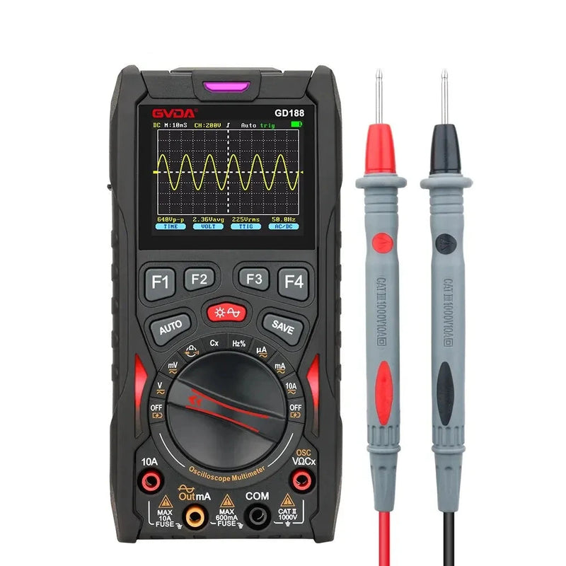 3-in-1 Digital Oscilloscope – 12MHz Bandwidth, Multimeter, Signal Source