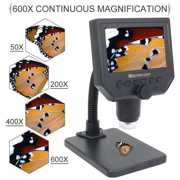 600X Digital Microscope - 4.3 Inches 1080P Portable Electronic Video Microscope