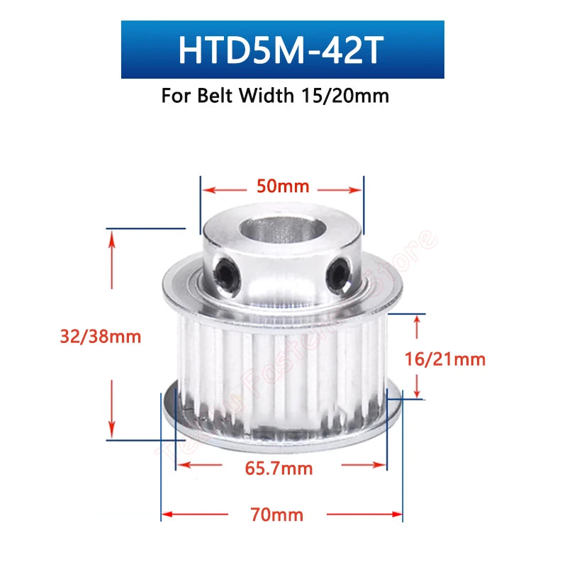 HTD5M Timing Pulley with Step – 42T/44T Synchronous Wheel