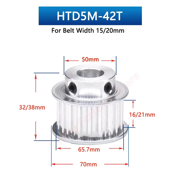 HTD5M Timing Pulley with Step – 42T/44T Synchronous Wheel