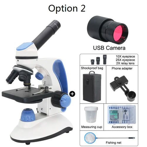 40X-2000X LED Monocular Biological Microscope with USB Camera