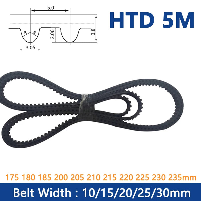 HTD 5M Timing Belt Rubber Closed Loop Synchronous Belt – Perimeter: 175-235 mm