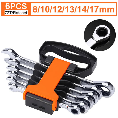 Double Box End Ratcheting Wrench Set,Chrome Vanadium Steel Double Head