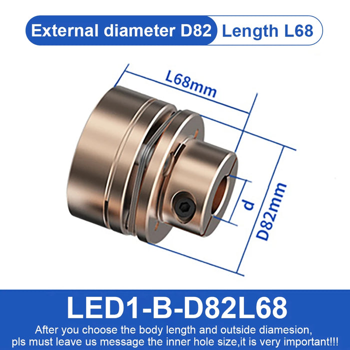 Flange Coupling  LED D82L68/98 Flexible Motor Shaft Coupler Aluminium