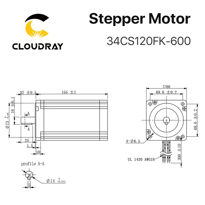 Nema 34 Stepper Motor - 155mm, 12N.m, 6.0A, 2-Phase High Torque Stepping Motor