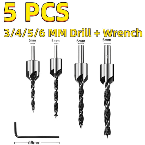 Countersink Drill Bit Set – Reamer, Woodworking Chamfer, and Counterbore Pilot