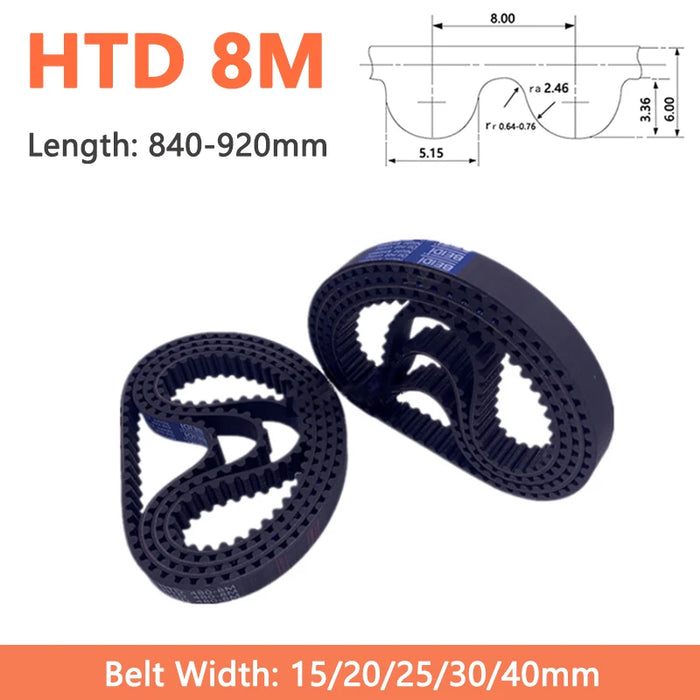 HTD 8M Timing Belt Rubber Closed Loop Synchronous Belt – Perimeter: 840-920 mm