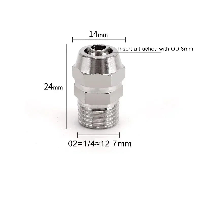 PC Pneumatic Straight Male Thread Push-In Fitting 4–12mm (M5–G1/2")