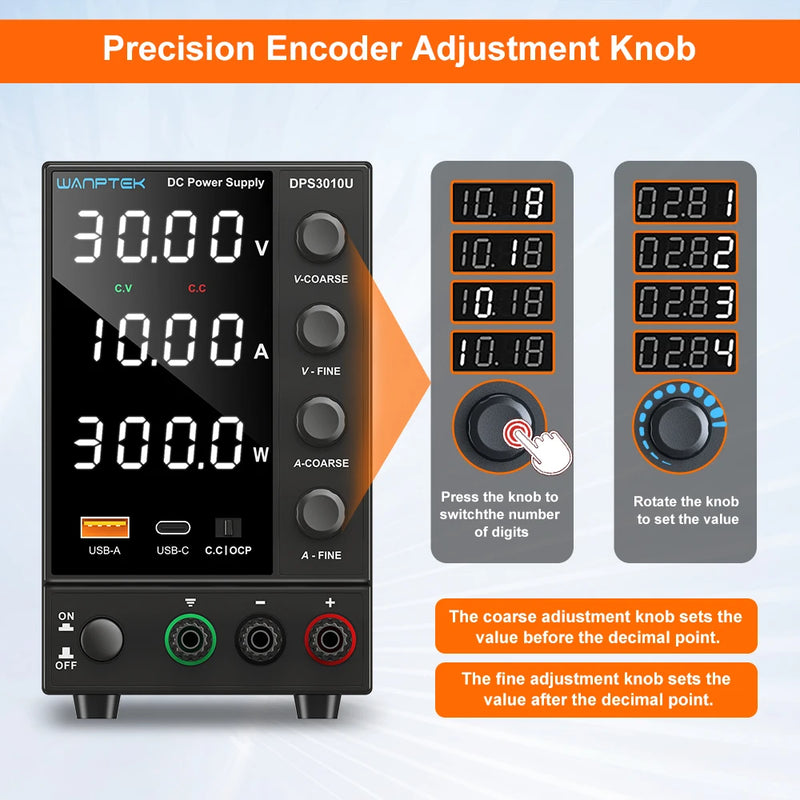 Adjustable DC Bench Power Supply 30V 5A–10A USB Display Lab Voltage Regulator (GA3010H / DPS3010U)