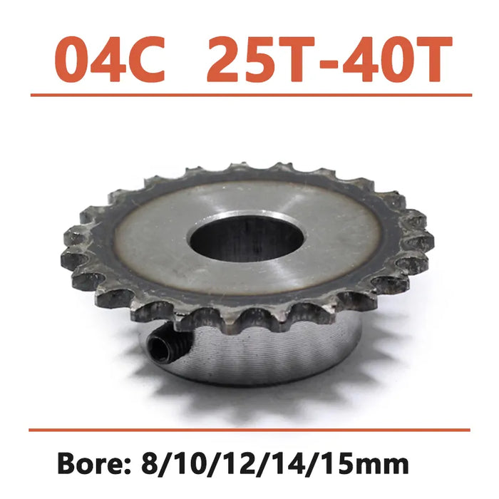 1pc 25-40 Tooth 04C Chain Gear 45# Steel 8mm-15mm Bore Industrial