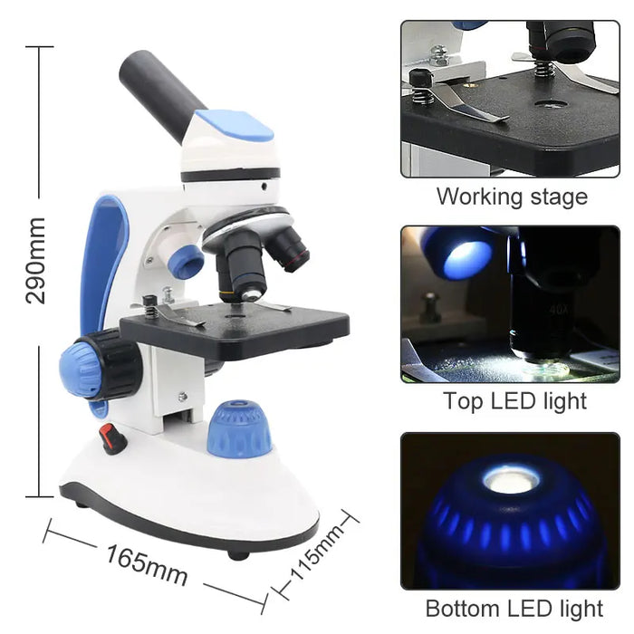 40X-2000X LED Monocular Biological Microscope with USB Camera