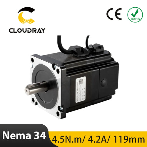 Nema 34 Stepper Motor - 119mm, 4.5Nm, 4.2A, with Brake & Keyway Shaft, 2-Phase