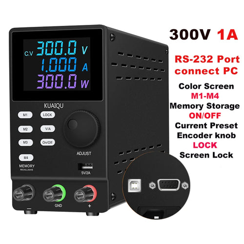 Versatile Programmable DC Power Supply, 200V, 300V, 400V 1A with RS-232 and Automatic Control