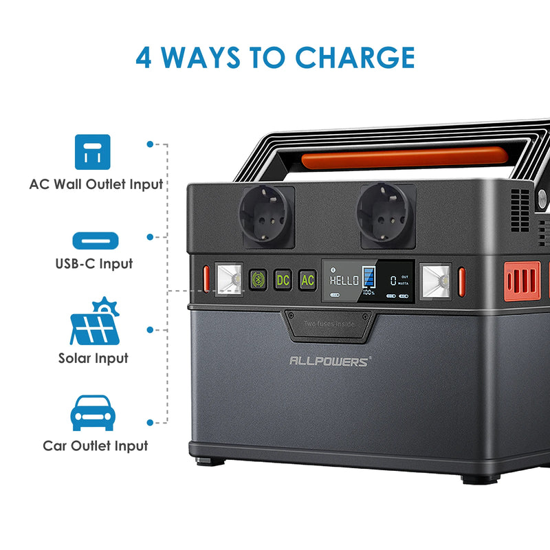 Portable Power Station with Wireless Charging and Bluetooth Control (300W, 288Wh)