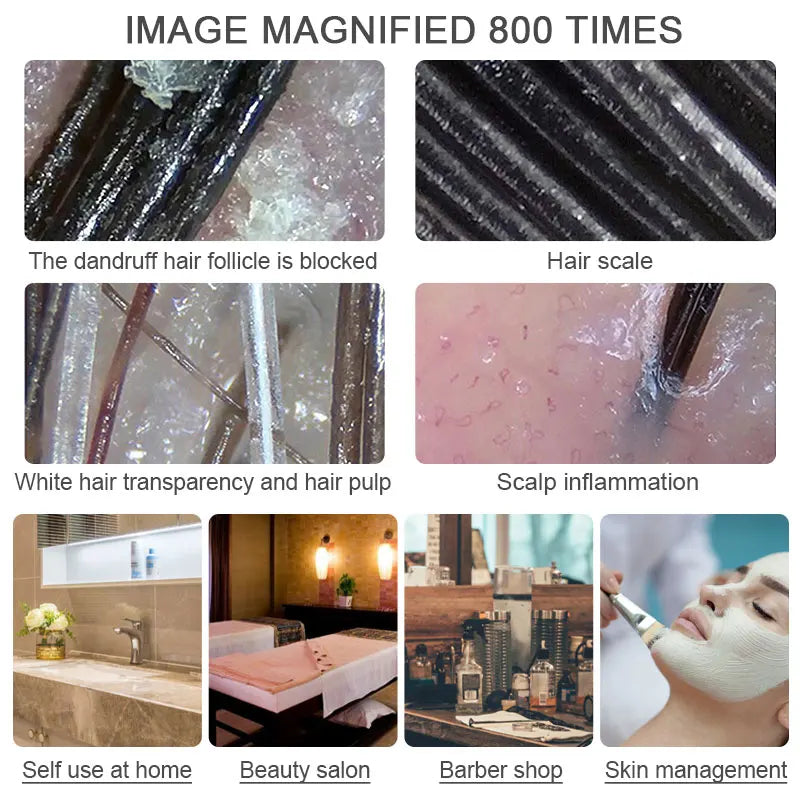 HD 800X Analizador de piel Detector de cabello Salón Hogar Belleza Microscopio Wifi 