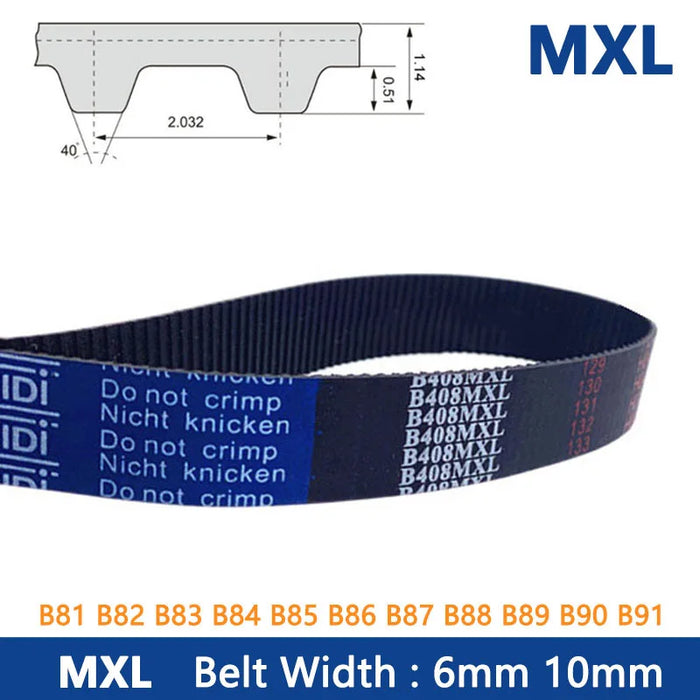 MXL Timing Belt - 6mm/10mm Rubber Closed Loop Synchronous Belt, Pitch Length 164.59mm to 184.91mm