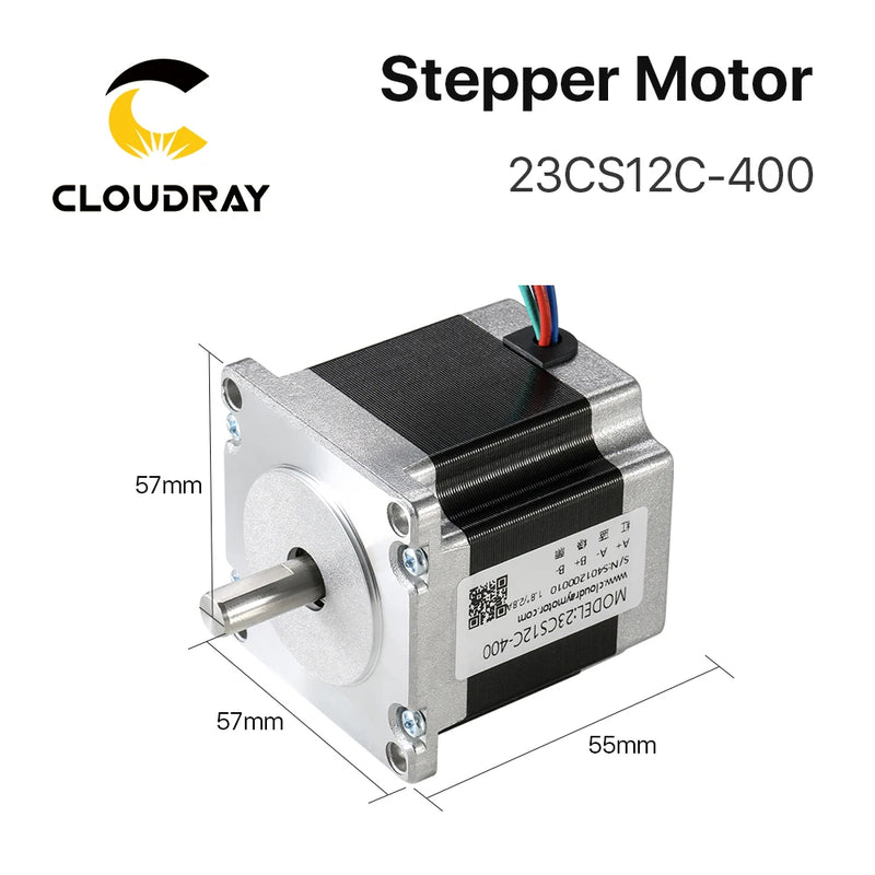 Motor paso a paso Cloudray Nema 23 1,3 Nm 4,0 A 55 mm de longitud con eje de 8 mm 