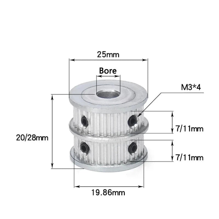 2GT Multiple Wheel Timing Pulley – AF Type, 32 Teeth