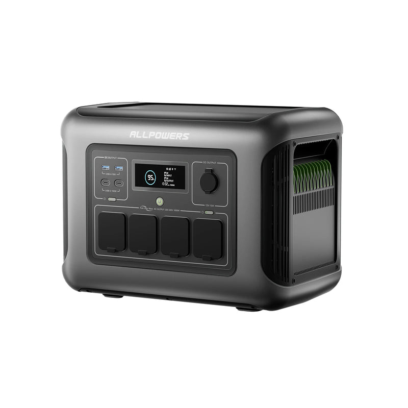 R1500 1152Wh Portable Power Station LiFePO4 – 1800W Pure Sine Wave Solar Generator 650W MPPT UPS 15ms (3000W Surge)