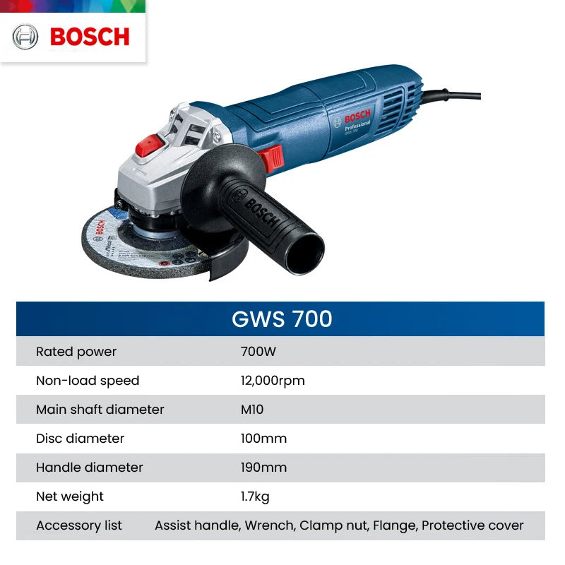 Bosch GWS 700 Angle Grinder – 700W Multifunctional Handheld Tool