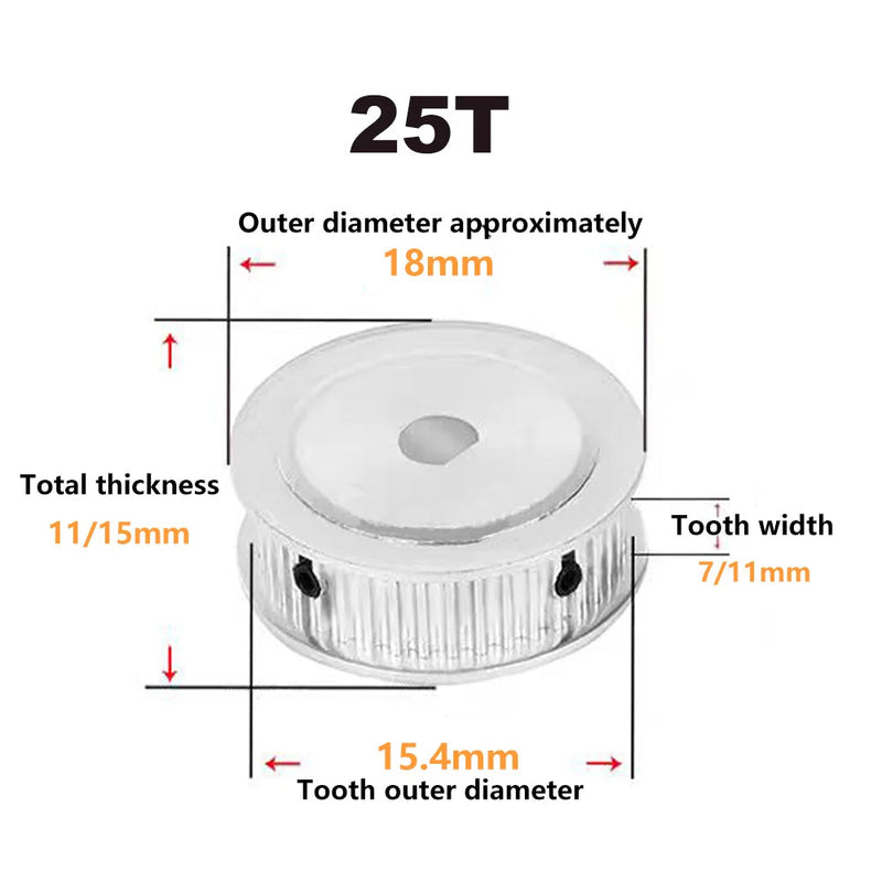 GT2 / 2GT Timing Pulley with D Bore – Aluminum Synchronous Pulley, 20T–28T, for 3D Printers & Motion Systems