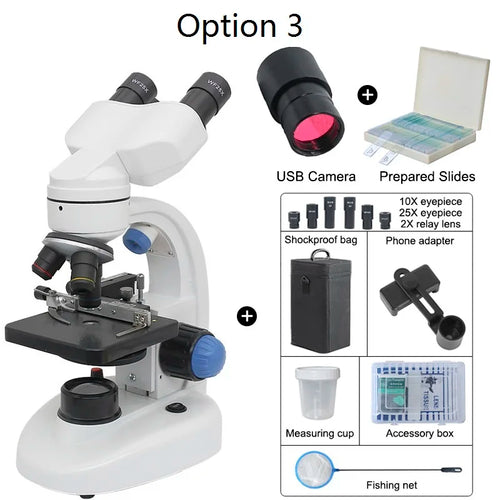 2000X Biological Microscope with Digital Camera and Wide-Field Eyepieces