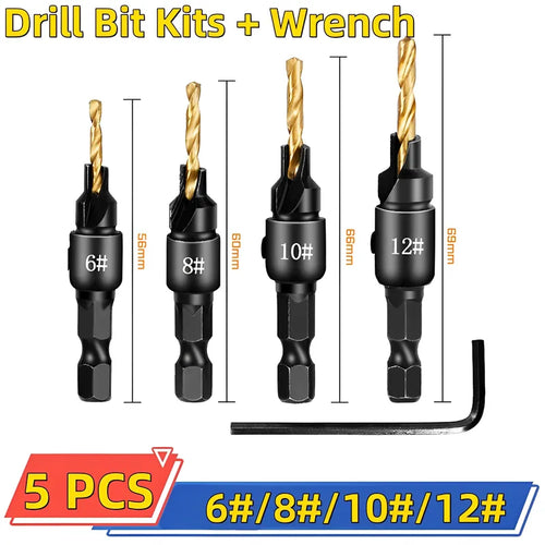 5-Piece Pilot Hole and Countersink Drill Bit Set