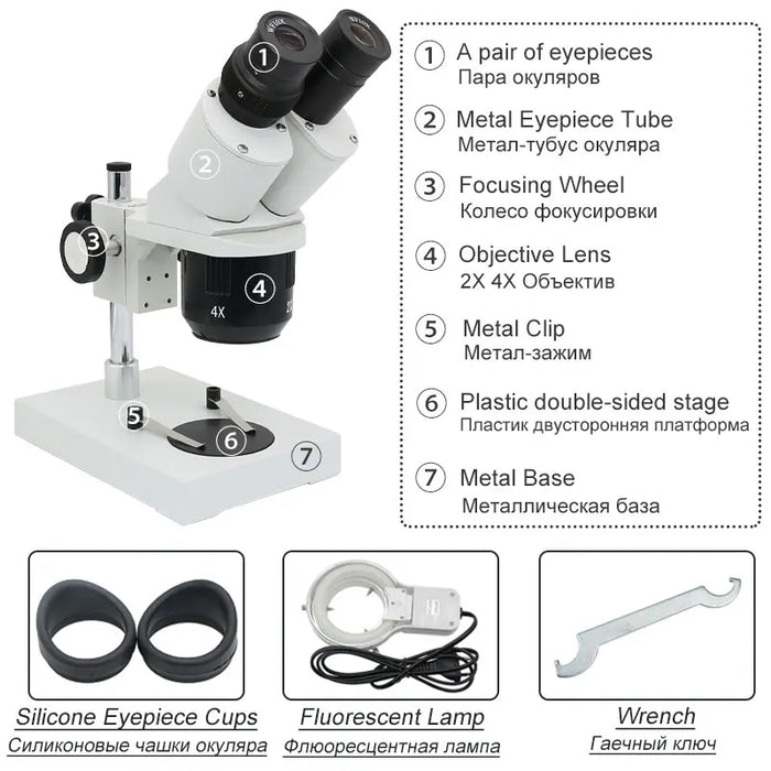 20X 40X Illuminated Industrial Stereo Microscope