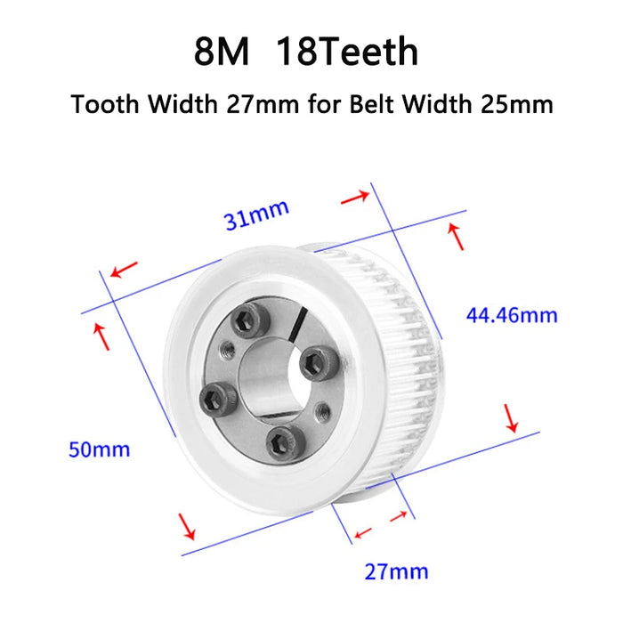 18 Teeth HTD 8M Keyless Timing Pulley with Bushing