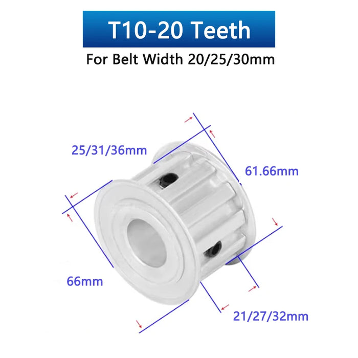 Polea de distribución T10 de 20 dientes, rueda síncrona de aluminio 20T para 