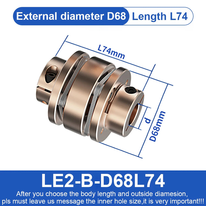 Flange Coupling  LE D68L54/74 Flexible Motor Shaft Coupler Aluminium