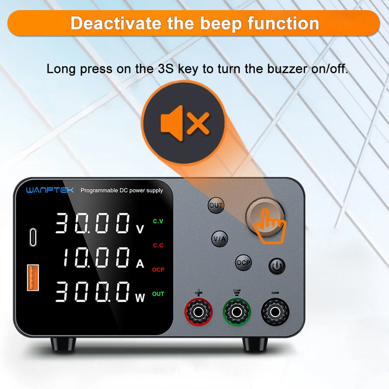 TPS Adjustable DC Bench Power Supply 30V–160V with USB-A & USB-C Digital Display Voltage Regulator