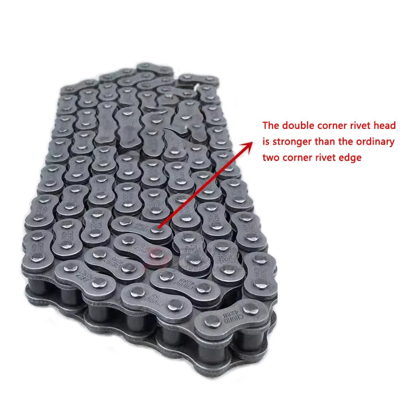 Cadena de motocicleta 428, cadena de transmisión gruesa 428H, longitud 100L 102L, 1 ud. 