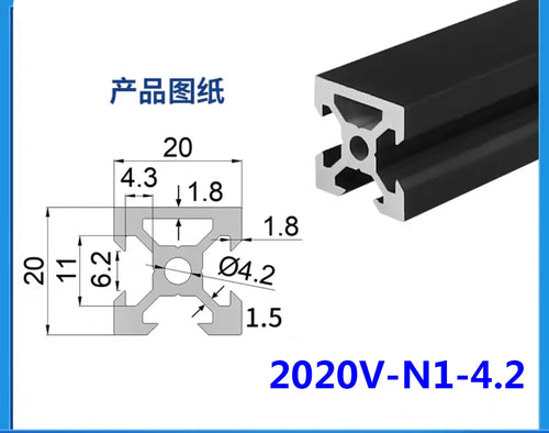 Black V-Slot Modular Aluminum Profile System – Available in 20x20, 20x40, 20x60, 20x80, 40x40, 40x80, and More