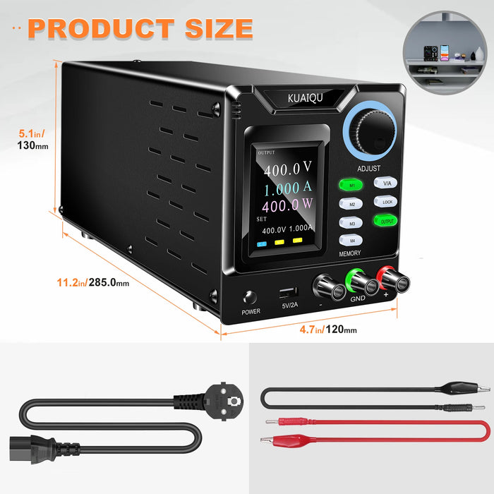 Versatile Programmable DC Power Supply, 200V, 300V, 400V 1A with RS-232 and Automatic Control