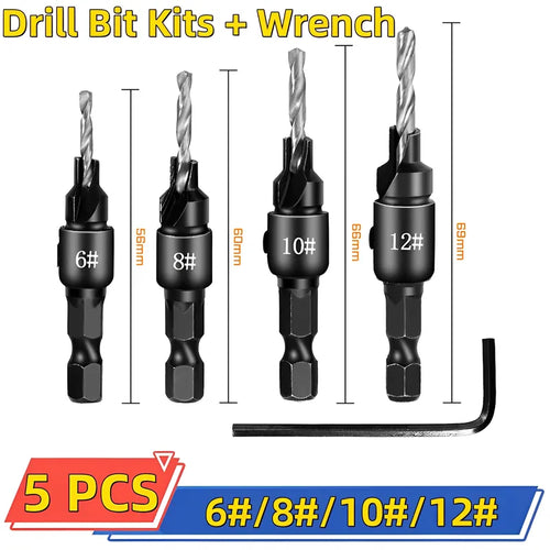 5-Piece Pilot Hole and Countersink Drill Bit Set