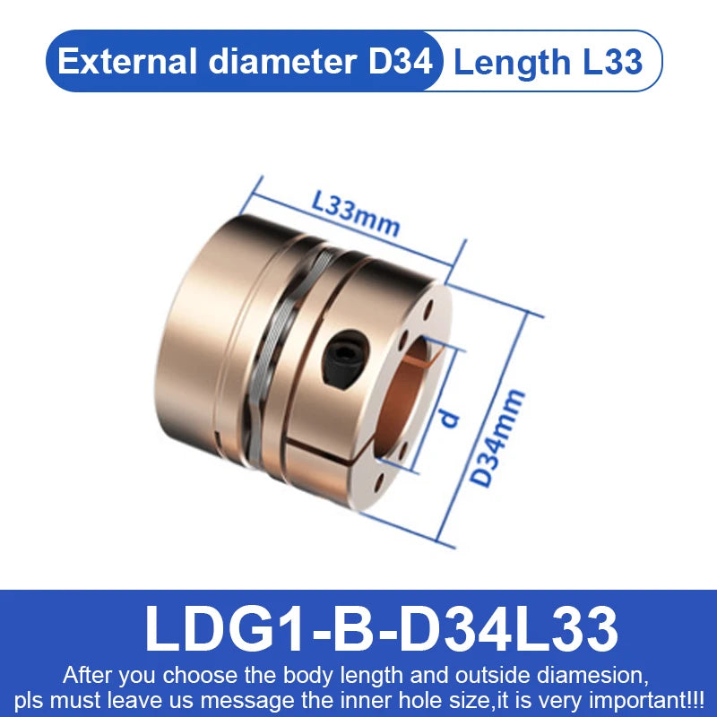 Acoplamiento de diafragma flexible D34L33 6 mm a 16 mm 8 tornillos más grande 