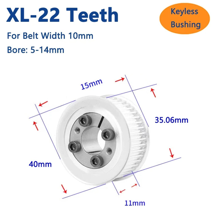 22 Zähne XL-Erweiterungshülse Synchronrad 22T Keyless Bushing 