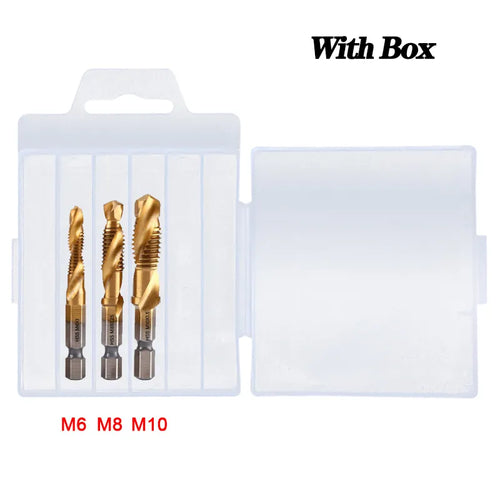 Juego de brocas para grifo, vástago hexagonal, rosca de tornillo HSS chapada en titanio, 1/6 Uds. 