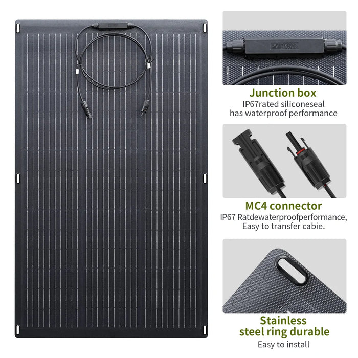 ALLPOWERS Flexible Solar Panel 100W Monocrystalline Solarpanel Solar